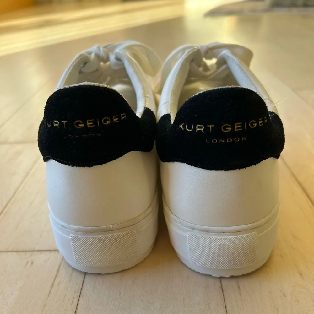 Kurt Geiger London White/Black Leather “Laney” Women's Sneakers Sz 9.5 (EU 40.5)